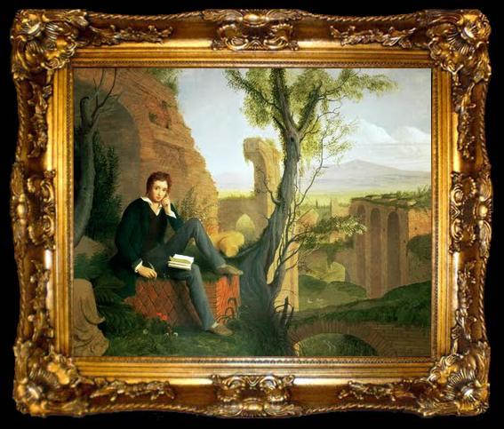 framed  Joseph Severn Posthumous Portrait of Shelley Writing Prometheus Unbound, ta009-2