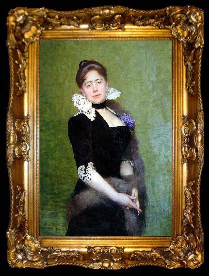 framed  Lefebvre, Jules Joseph Portrait of a Lady, ta009-2
