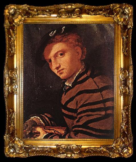 framed  Lorenzo Lotto Young Man with Book, ta009-2
