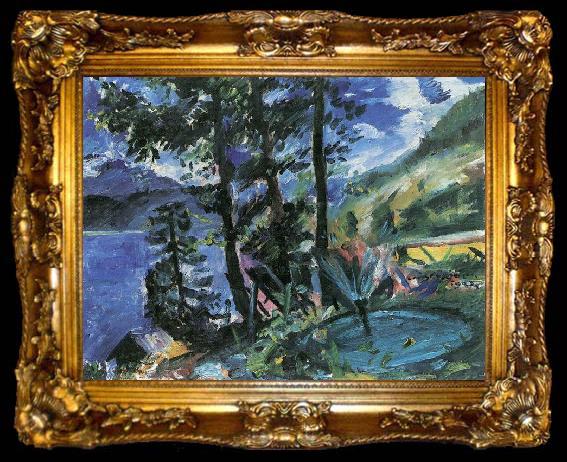 framed  Lovis Corinth Walchensee mit Springbrunnen, ta009-2