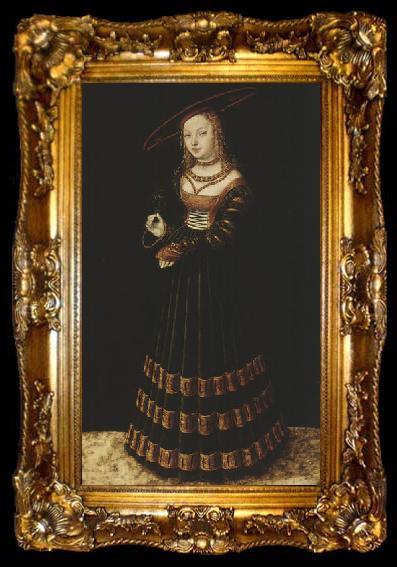 framed  Lucas Cranach the Elder Portrait of a girl with forget-me-nots., ta009-2