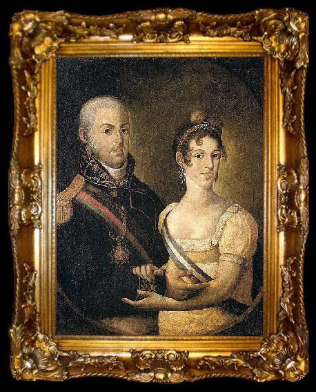 framed  Manuel Dias de Oliveira Portrait of John VI of Portugal and Charlotte of Spain, ta009-2