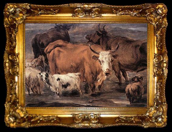 framed  Nicolaes Pietersz. Berchem Animal Study, ta009-2