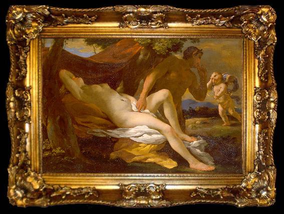 framed  Nicolas Poussin Jupiter and Antiope or Venus and Satyr, ta009-2