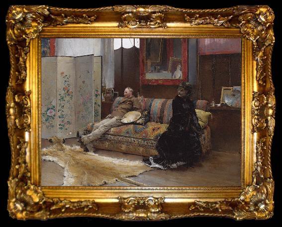 framed  Pascal Dagnan-Bouveret Gustave Courtois in his studio, ta009-2