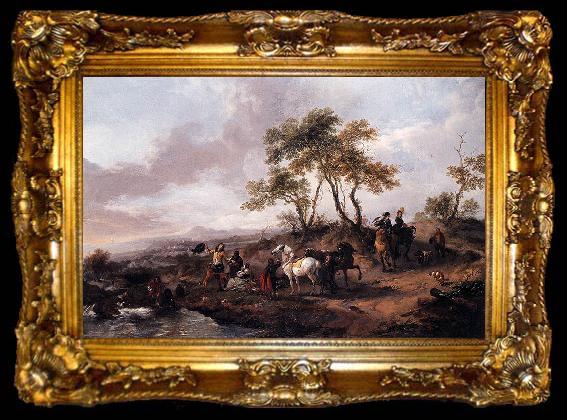 framed  Philips Wouwerman Halt of the Hunting Party, ta009-2