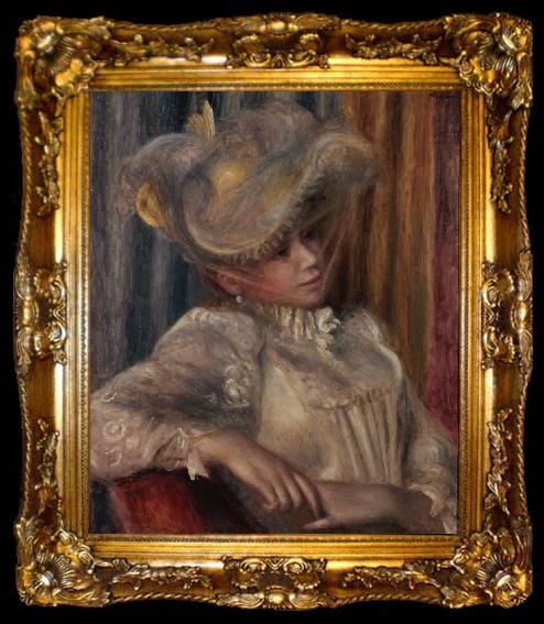 framed  Pierre Auguste Renoir Woman with a Hat, ta009-2