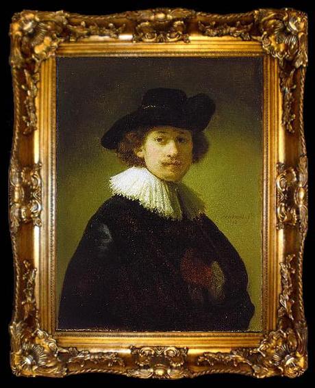 framed  REMBRANDT Harmenszoon van Rijn Self-portrait with hat, ta009-2