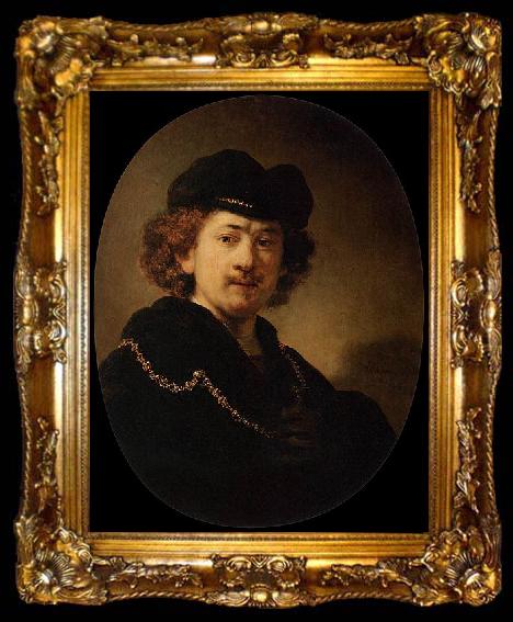 framed  Rembrandt Peale Wearing a Toque and a Gold Chain, ta009-2