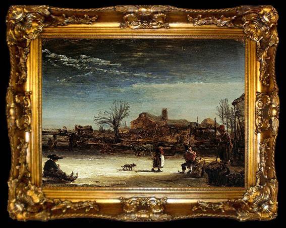 framed  Rembrandt Peale Winter Landscape, ta009-2