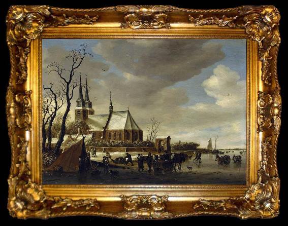 framed  Salomon van Ruysdael A Winter Landscape, ta009-2