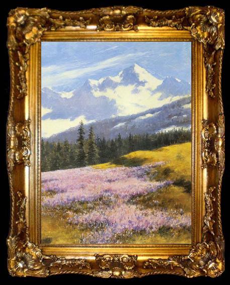 framed  Stanislaw Witkiewicz Crocuses with snowy mountains in the background, ta009-2