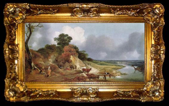 framed  Thomas Gainsborough Landschaft mit dem Dorfe Cornard, ta009-2