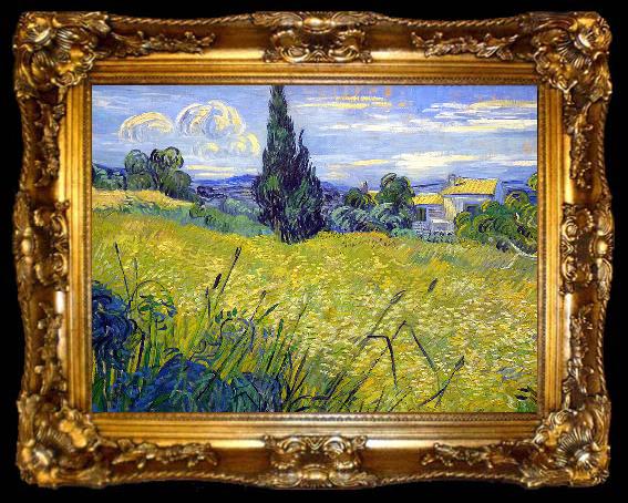 framed  Vincent Van Gogh Landscape with Green Corn, ta009-2