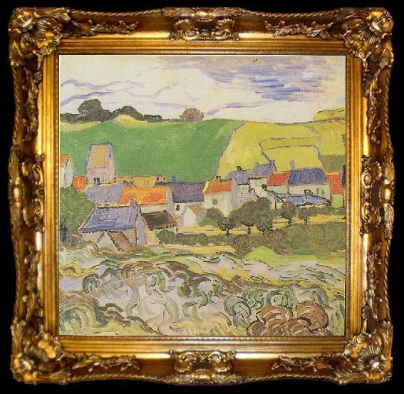 framed  Vincent Van Gogh View of Auvers, ta009-2