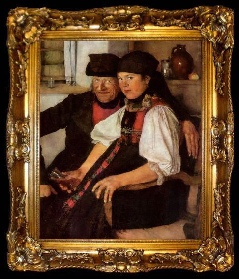 framed  Wilhelm Leibl Das ungleiche Paar, ta009-2