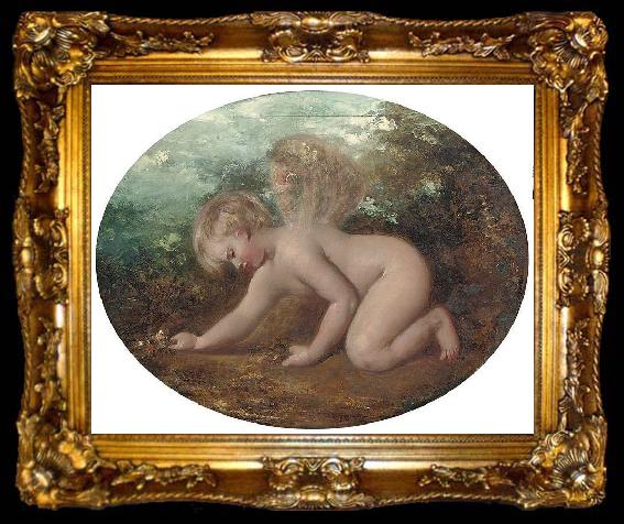 framed  William Etty A putto collecting flowers, ta009-2