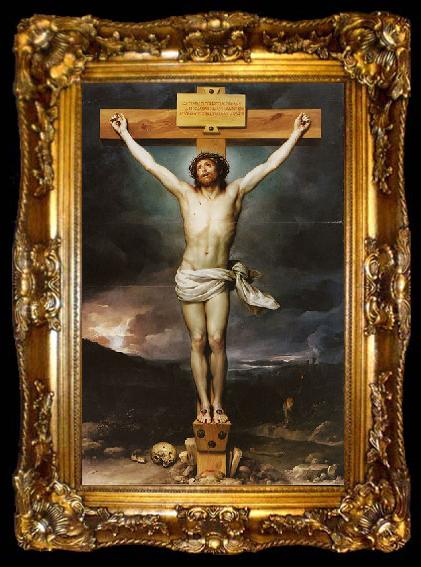 framed  unknow artist Christ on the Cross by Anton Raphael Mengs. Now in the Palacio Real, Aranjuez, in the former bedroom of King Carlos III., ta009-2
