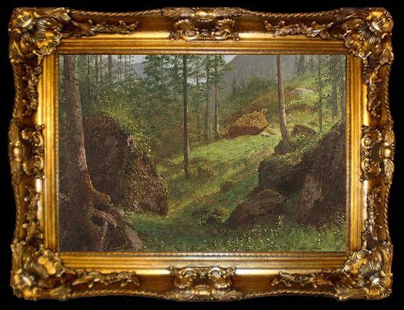 framed  Albert Bierstadt Wooded Hillside, ta009-2