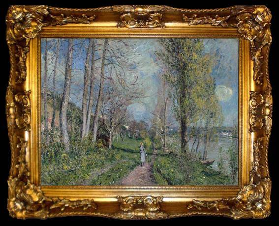 framed  Alfred Sisley Banks of the Seine at By, ta009-2