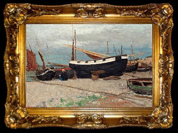 framed  Carl Spitzweg coastal scene from the north of France, ta009-2