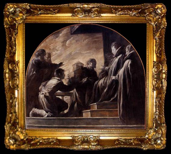 framed  Domenico Fetti Margherita Gonzaga Receiving the Model of the Church of St Ursula, ta009-2