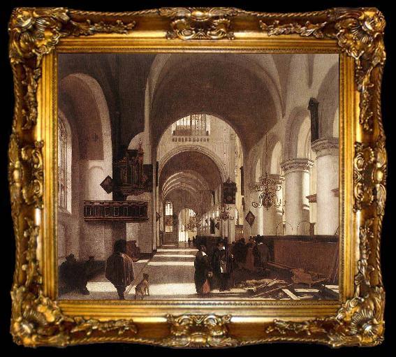 framed  Emanuel de Witte Interior of a Protestant Gothic Church, ta009-2