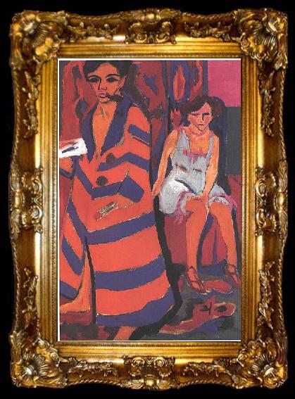 framed  Ernst Ludwig Kirchner Selfportrait with model, ta009-2