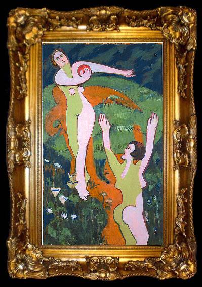 framed  Ernst Ludwig Kirchner Women playing with a ball, ta009-2
