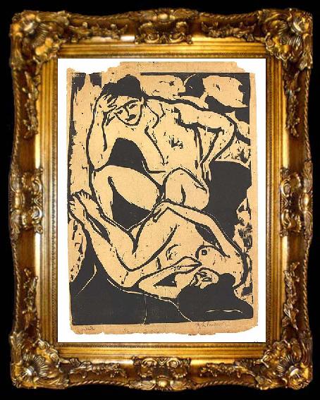 framed  Ernst Ludwig Kirchner Nacked couple on a couch, ta009-2