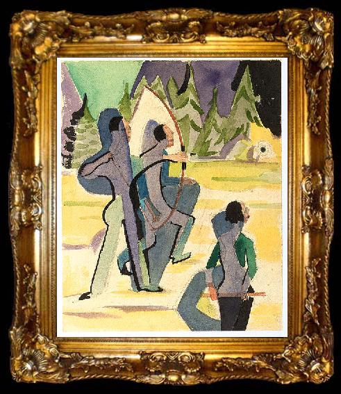 framed  Ernst Ludwig Kirchner Archer - Watercolour, ta009-2