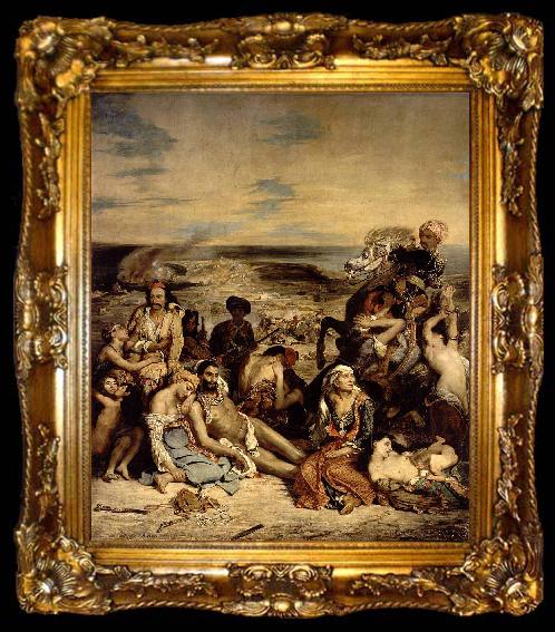 framed  Eugene Delacroix Le Massacre de Scio, ta009-2