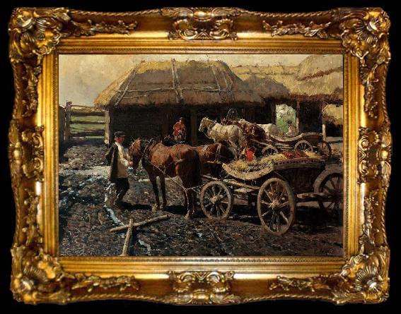 framed  Franz Roubaud Poststation im Kaukasus, ta009-2