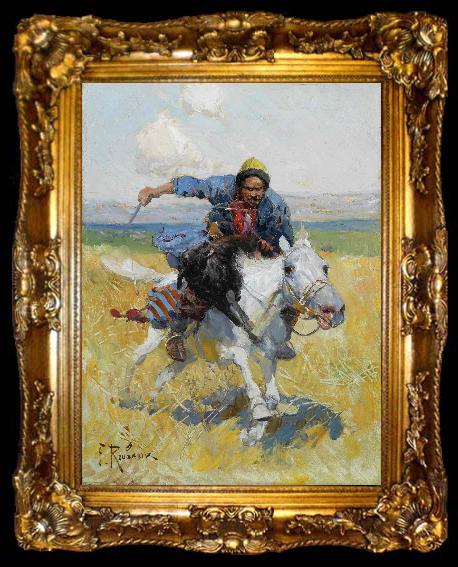 framed  Franz Roubaud Tatar horseman, ta009-2