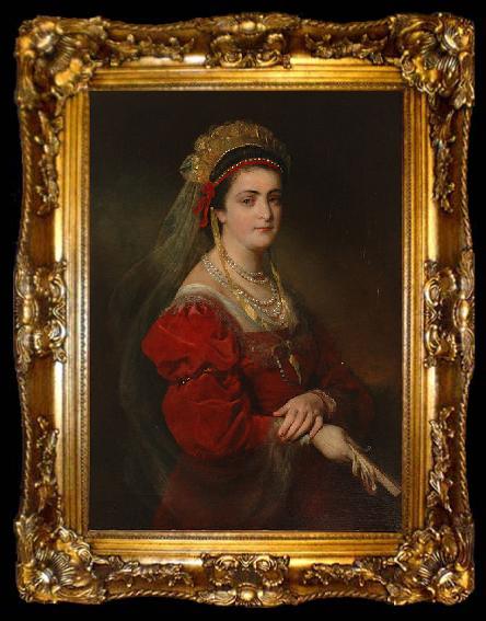 framed  Friedrich von Amerling Portrait of Marie Paterno, ta009-2