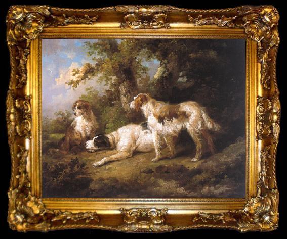 framed  George Morland Dogs In Landscape - Setters Pointer, ta009-2