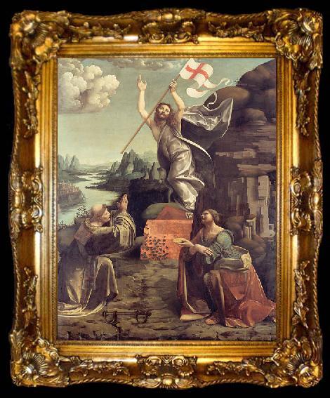 framed  Giovanni Antonio Boltraffio The Resurrection of Christ with SS. Leonard of Noblac and Lucia, ta009-2