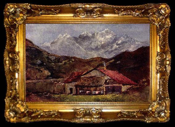 framed  Gustave Courbet Die Berghutte, ta009-2