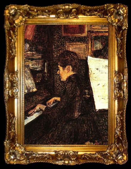 framed  Henri de toulouse-lautrec Mlle Dihau au piano, ta009-2