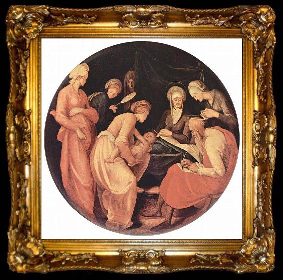 framed  Jacopo Pontormo Geburt Johannes des Taufers, Tondo, ta009-2