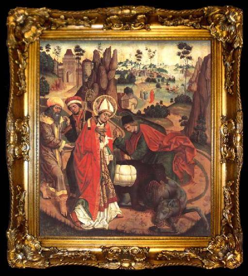 framed  Jan Polack Painting of Saint Corbinian, ta009-2
