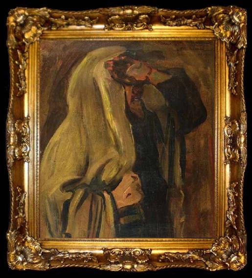 framed  Leopold Kowalsky Jewish man wrapped in a prayer shawl, ta009-2