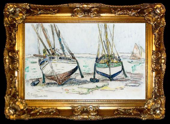 framed  Paul Signac Bateaux de peche, Lomalo, ta009-2