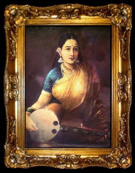 framed  Raja Ravi Varma Lady with Swarbat, ta009-2