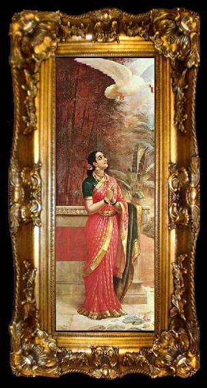 framed  Raja Ravi Varma Swan messenger, ta009-2