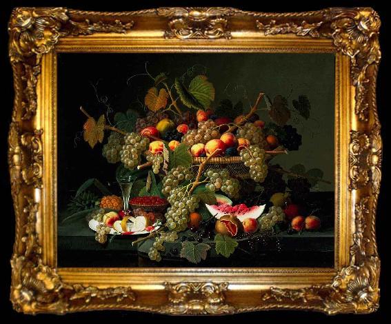 framed  Severin Roesen Still Life with Fruit, ta009-2