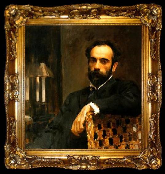 framed  Valentin Serov Portrait of Isaac Levitan by Valentin Serov, ta009-2