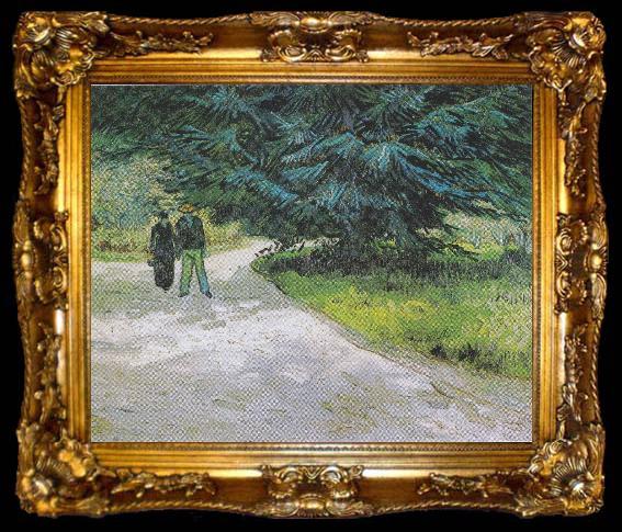 framed  Vincent Van Gogh Couple in the Park at Arles, ta009-2