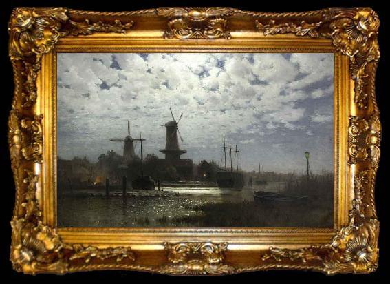 framed  Walter Moras Mondschein uber hollandischen Hafen, ta009-2