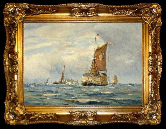 framed  William Lionel Wyllie A Breezy Day on the Medway, Kent, ta009-2